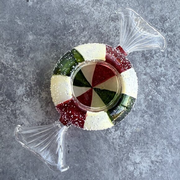 Pier 1 Christmas Peppermint Candy Votive Tea Light Candle Holder 6.5” - Picture 1 of 5